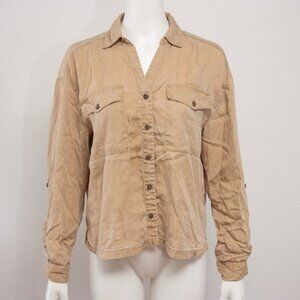 Jane + Delancey Button Down Shirt With Roll Tab Sleeves Size Medium